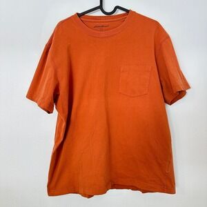 Eddie Bauer Pocket T Shirt Mens Large Orange Cotton Short Sleeve Casual Tee